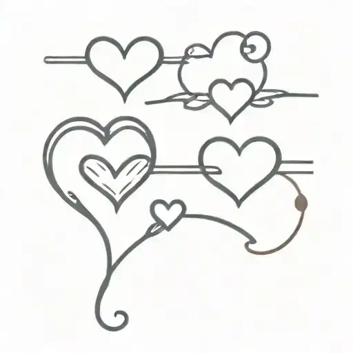 4 different little hearts in a row tattoo design idea