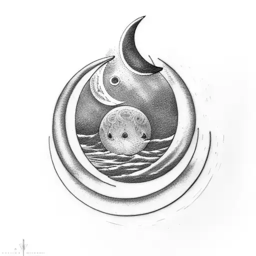 crescent moon containing "forever" tattoo design idea