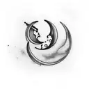 crescent moon containing "forever" tattoo design idea