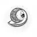 crescent moon containing "forever" tattoo design idea