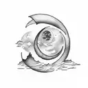 crescent moon containing "forever" tattoo design idea