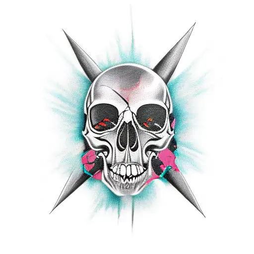 punk skull tattoo design idea