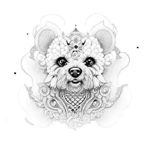 om and toy poodle tattoo design idea