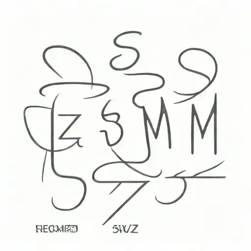 letters S B M Z character tattoo design idea