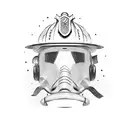 Firefighter forest helmet tattoo design idea
