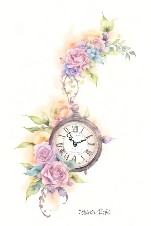 Clock With Birth Time and date Of My 4 Children Names, Summer-Grace, Laci-Louise, Mary-Claire and Logan-James Idea tattoo design idea