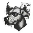 devil dog with night vision goggles drilled into its head on a playing card  tattoo design idea