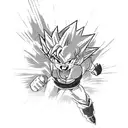 A dynamic and action-packed scene featuring characters from Dragon Ball in a fierce battle tattoo design idea