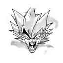 A dynamic and action-packed scene featuring characters from Dragon Ball in a fierce battle tattoo design idea