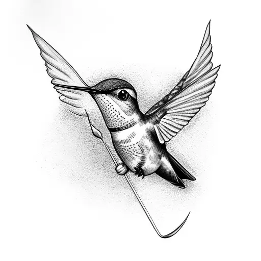 hummingbird spear and rose tattoo design idea