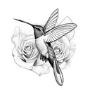 hummingbird spear and rose tattoo design idea