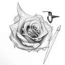 hummingbird spear and rose tattoo design idea