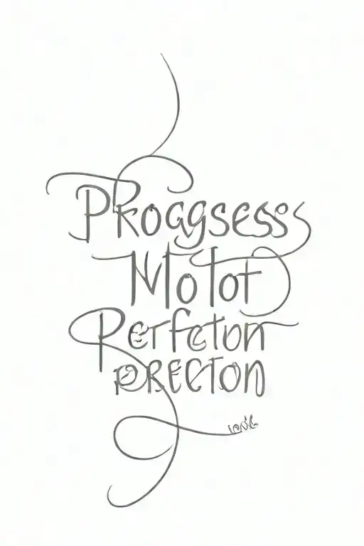 progress not perfection quote tattoo design idea