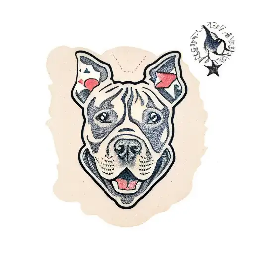 pit bull smiling tattoo design idea