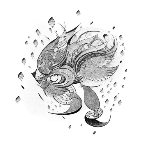 blocking wind and rain from falling on a feather tattoo design idea