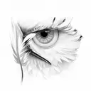 blocking wind and rain from falling on a feather tattoo design idea