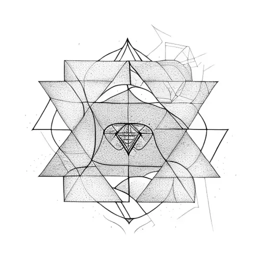 triangle with tree i side tattoo design idea