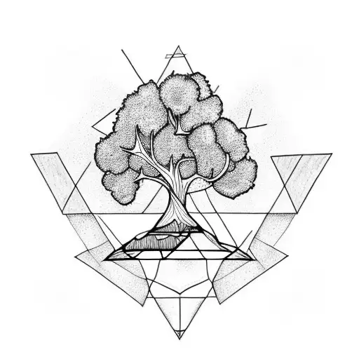 triangle with tree inside tattoo design idea