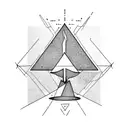 triangle with tree i side tattoo design idea