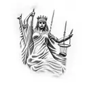 lady justice blindfolded by thorns tattoo design idea