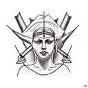 lady justice blindfolded by thorns tattoo design idea