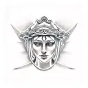 lady justice blindfolded by thorns tattoo design idea