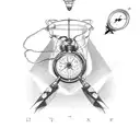 broken lamp with butterfly and broken compass tattoo design idea