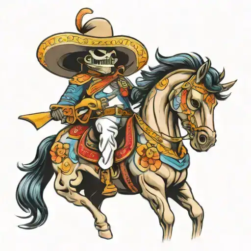 mariachi, ghost, horse tattoo design idea