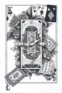 RAILROAD TRACK, PLAYING CARDS, SHEET MUSIC tattoo design idea