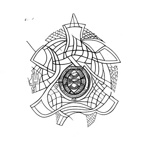 Incorporate elements of Brazilian African religions into a geometric tattoo tattoo design idea