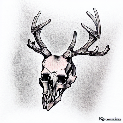 decaying deer skull tattoo design idea