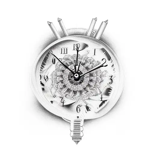 half clock tattoo design idea