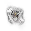 half clock tattoo design idea