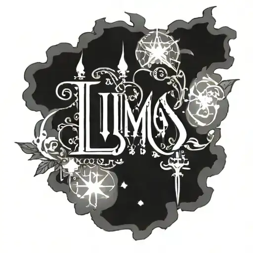 the word LUMOS  tattoo design idea