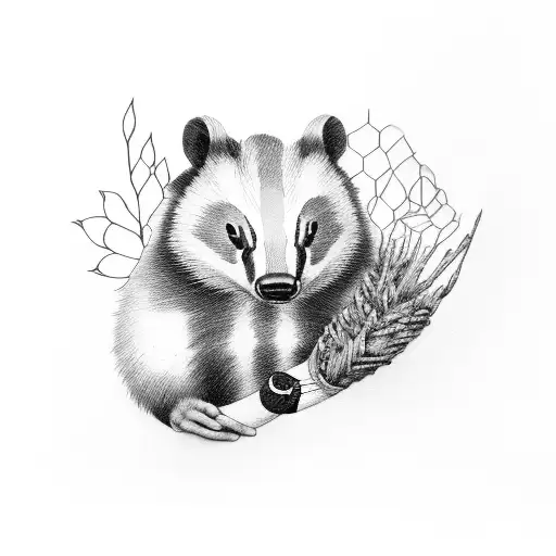 old paratroop with maroon beret draw as a badger tattoo design idea