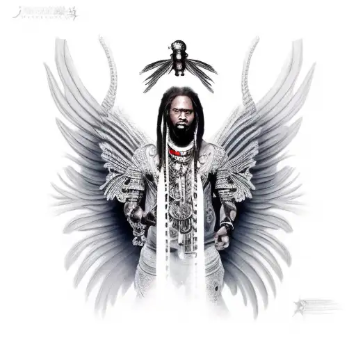 black Angel, dreadlock warrior tattoo design idea