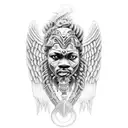 african warrior Angel, dreadlocks tattoo design idea