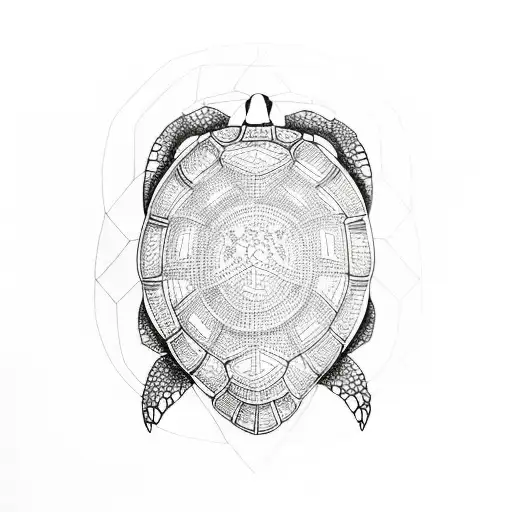 turtle with symbols on the shell  tattoo design idea