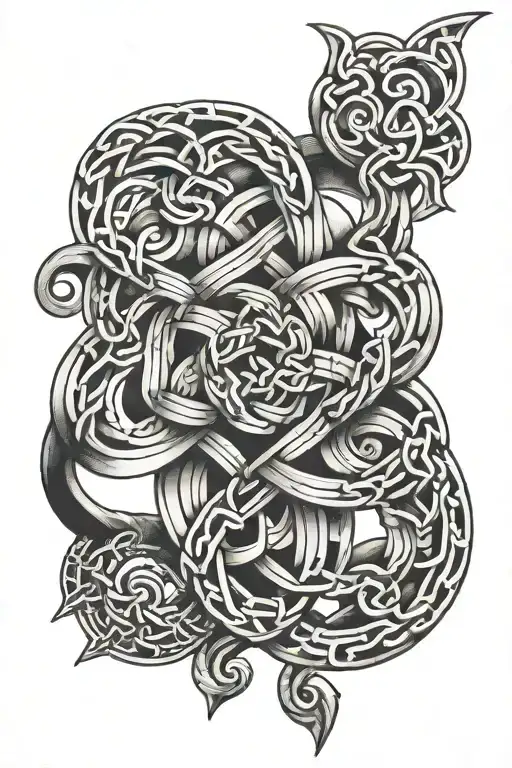 Keltic knot asymetric metal reflexion tattoo design idea