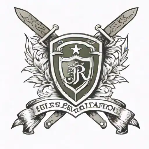 military shield tattoo on upper arm with 3rd ranger battalion scroll and ranger tab  tattoo design idea