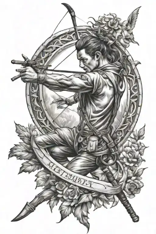 Sagittarius archer shooting tattoo design idea
