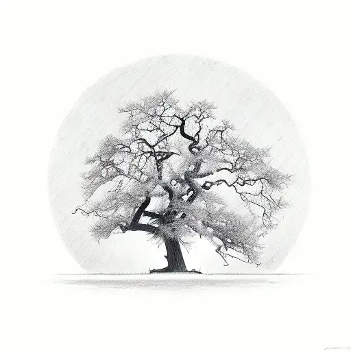 dead oak tree  tattoo design idea