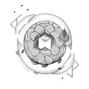 A tattoo design featuring a stylized donut with the dates of special memories incorporated into the design tattoo design idea