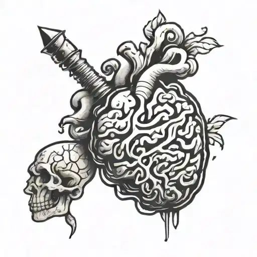 brain vs heart tattoo design idea