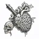 brain vs heart tattoo design idea