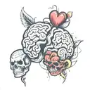 brain vs heart tattoo design idea