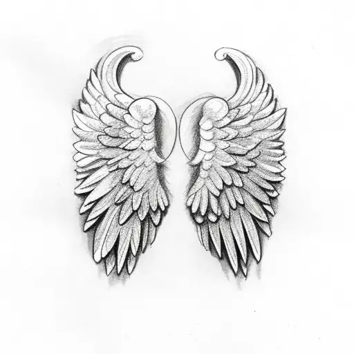 angel wings with the letter g tattoo design idea
