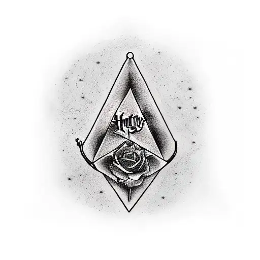 Word "Always" with The letter A in Harry Potter deathly hallows' style tattoo design idea