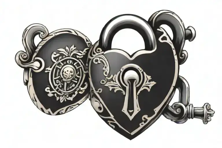 A detailed heart-shaped lock with a keyhole, symbolizing the love and trust between you and your wife tattoo design idea