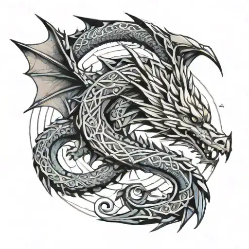 Dragon with motivational words tattoo design idea